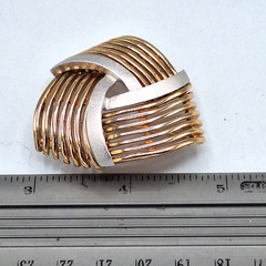 VINTAGE PUCCINI Gold and Silver Tone Abstract Triangular Brooch