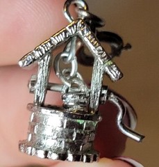 Monet Charm Vintage Moving Wishing Well Silvertone Metal