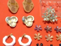 UNIQUE 7 PIECE ANTIQUE ART DECO DISCO EARRINGS COLLECTION 1950s – 1970s # 123