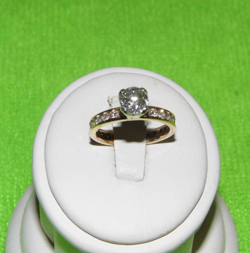 SALE 14k YG 2.27 tcw Diamond Solitaire Eternity Band Ring–sz 5¼ – SI2-I/J color