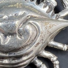 Green-eyed Sterling Silver Crab 1998 Pin / Ornament