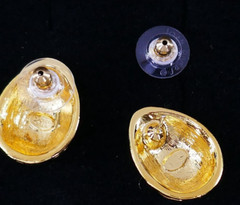 JOAN RiVERS NUDE ENAMEL CRYSTAL FABERGE EGG GOLD DOME STUD BUTTON EARRiNGS