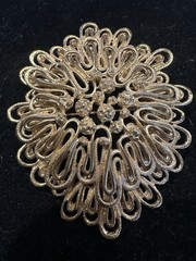 Vintage Monet Brooch Modernist Pallazo 1968 Signed 2.75” Gold Tone Book Piece