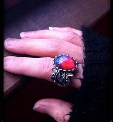 Dragons Breath Fire Opal Ring Women’s Fire Opal Silver Plated Gothic Ring