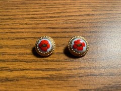 Vintage Russian Enamel Rostov Finift Filigree GOLD Frame Round Earrings 1988