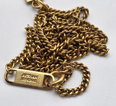 Vintage Artisan 12K Gold Filled Cross Necklace Diamond Accent 20in Curb Chain