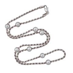 Vintage Sterling Silver 925 Bead Station Necklace 16″