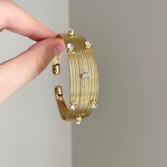 Vintage brushed gold open bangle