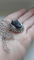Vintage Celebrity 12k GF MOP Cameo Necklace NOSVintage Sorrento Sterling