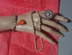 Silver Toned Vintage Jewelry Lot 1 Size Fits All Chunky Ring Necklace & Bracelet