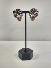 Pierced Earrings Costume Jewelry Silver Tone Multicolor Faceted Stones Vintage