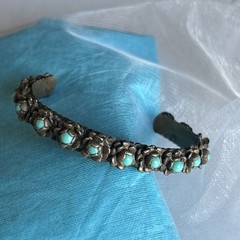 Vintage Native American Style Childs Turquoise Flower Cuff Bracelet