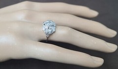 0.52ct Vintage Filigree Platinum Ring Natural Marquise Diamond SI1-H
