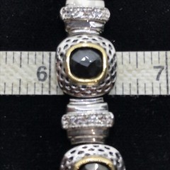 Vintage Renaissance Revival Black Onyx & Pave Cubic Zirconia Bracelet sz 7″