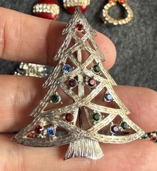 Vtg Christmas Brooch 1 Eisenberg Ice Earings 2 Trees 5 Unsigned
