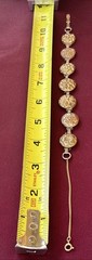 ANTIQUE ART NOUVEAU BUTTON FLORAL EMBOSSED LINK BRACELET
