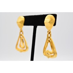 Casual Corner Vintage Earrings Brushed Gold Dangle Chunky Signed 1980s BinC