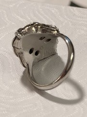 Vintage Avon Royal Essence Faux Emerald Marble Ring Marcasite Size 5 NOS 1970s