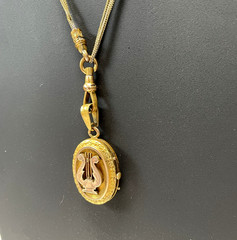 Antique Victorian W .& S. Blackinton Company Gold Filled Locket & Lyre Design