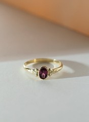 Vintage Style Pink Oval Ruby Wedding Ring In 14 Yellow Gold Finish Ring For Her