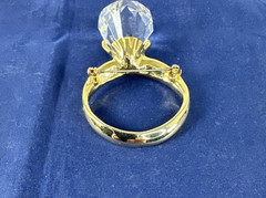 Vintage Ring Shape Brooch Pin Rhinestones Gold Tone Oval 2.5″ X 3″