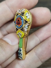ITALIAN MICRO MOSIAC MANDOLIN BANJO PIN MUSICAL INSTRUMENT GLASS MILLEFIORI TILE
