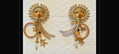 ” LUNCH at the RITZ ” Sun Goddess Solar Loops Swarovski Crystal Clip-on Earrings