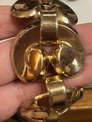 MONET 925 Sterling Silver Vintage Modernist Heart Link Bracelet 6.75″gold Vermil