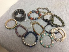 Vintage Stretch Bracelet Lot of 12 Cuff, Bangle, Beads