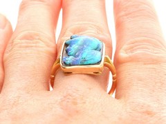 Antique 2.30Ct Black Opal and 18k Yellow Gold Cameo Ring Circa 1900