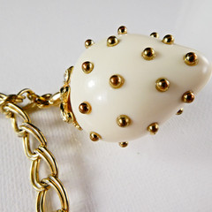 Vintage Strawberry Charm Bracelet 3 Large Charms Red White Gold Tone Double Link