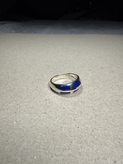 Stunning Vintage High Polish Flush Lapis Lazuli Blue Gemstone Ring Sz 7