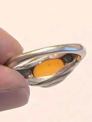 Vintage Designer Signed LS Sterling Silver Genuine Amber Size 8.5 Ring