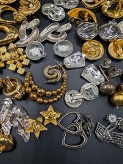 50 Pairs of Mostly Vintage Silver Tone and Gold Tone Earrings For Wear Or Crafts