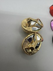 Joan Rivers Interchangeable Earrings Gold Tone Cage Clip On Vtg 10 Colors