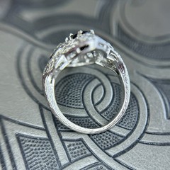 Art Deco Marquise Green Tourmaline Diamond Platinum Ring