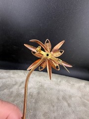 Vintage Copper Flower Brooch READ