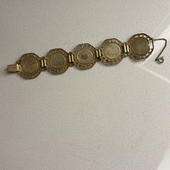 Miriam Haskell Vintage Gold Plated Coin Bracelet—Queen Of Australia—Statement!