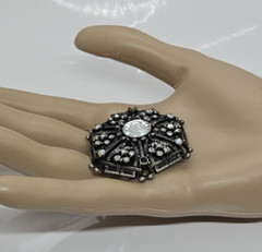 Vintage Rhinestone Multi Stone Brooch Metal 1.5″