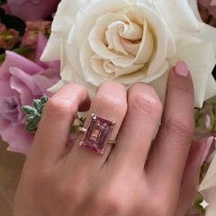 Vintage 14k white gold engagement ring 5.27ct. Natural Pink Tourmaline
