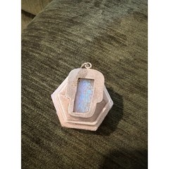 Sterling Silver 925 Blue Opal Pendant Artisan Southwestern Style Iridescent