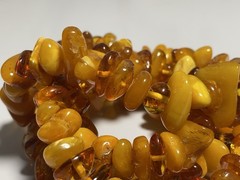 110g VINTAGE CHUNKY EGG YOLK BALTIC HONEY AMBER RAW NUGGET NECKLACE LONG 34”