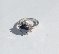 Vintage Ring with stone Sterling Silver 925 Gold 375 test Women Jewelry size 8.5