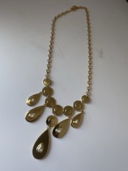 Ben Amun 22K Gold Plated Bib Necklace/ Teardrop Pendants/ Very Good Condition