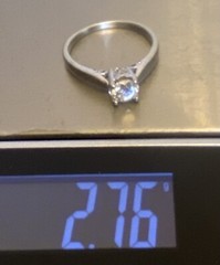 Antique 14K Mine Cut Diamond Ring White Gold 1/2ct Solitaire Art Deco size 9.25