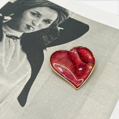 YSL Red Heart Brooch Pendant Vintage 1990s Enamel Yves Saint Laurent
