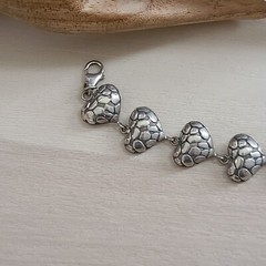 VINTAGE STERLING SILVER UNIQUE HEARTS LINKS BRACELET 6.25IN LONG 925
