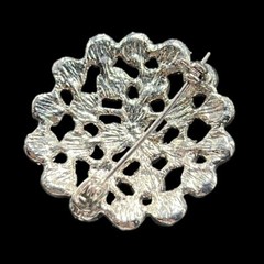 Vintage Brooch Gray Imitation Pearl Round Silver Tone Base Metal Costume Jewelry