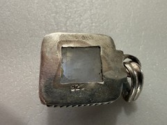 VINTAGE STERLING SILVER IRIDESCENT MOONSTONE .75” SQUARE PENDANT 925