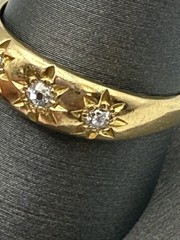 Antique Victorian 18K Gold Star Set Old European Diamond Gypsy Ring Sz 10